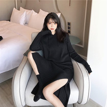 New skirt women 2021 temperament fashion fashion long Heben little black dress knitted dress autumn and winter