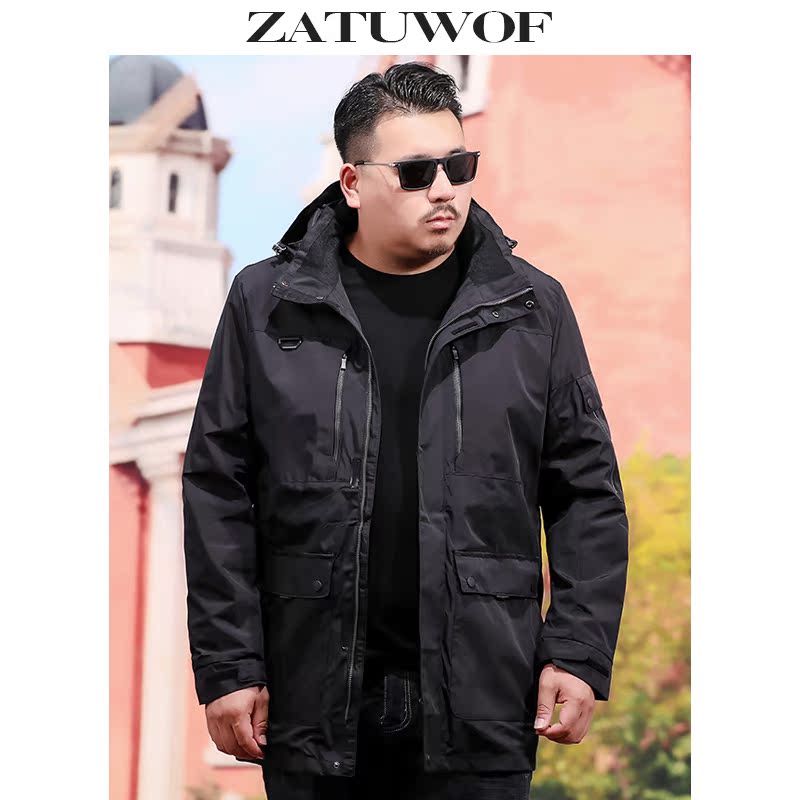 mã lớn áo gió dài nam 2019 rơi mới áo kinh doanh bình thường trẻ rắn màu ve áo jacket