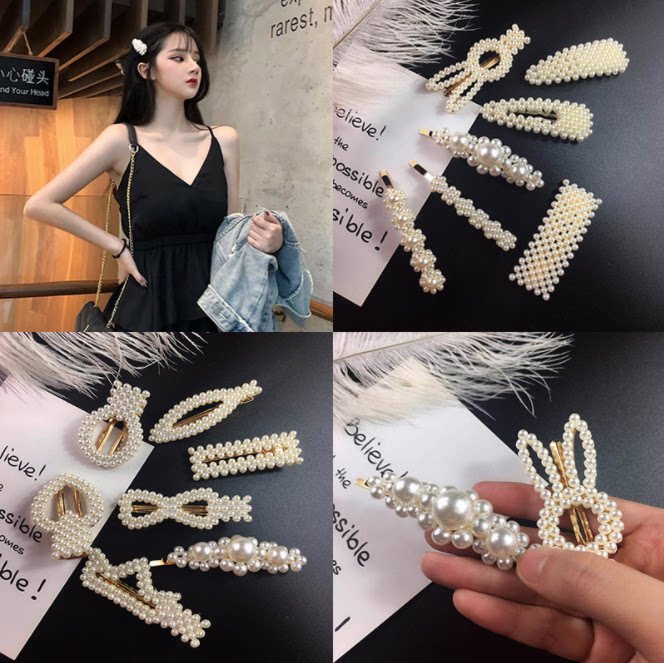 2020 pearl hair clip nets red light adult girl Korean version of Korean version of the sea chuck decoration temperament Elegant Hair Adorned Korean version