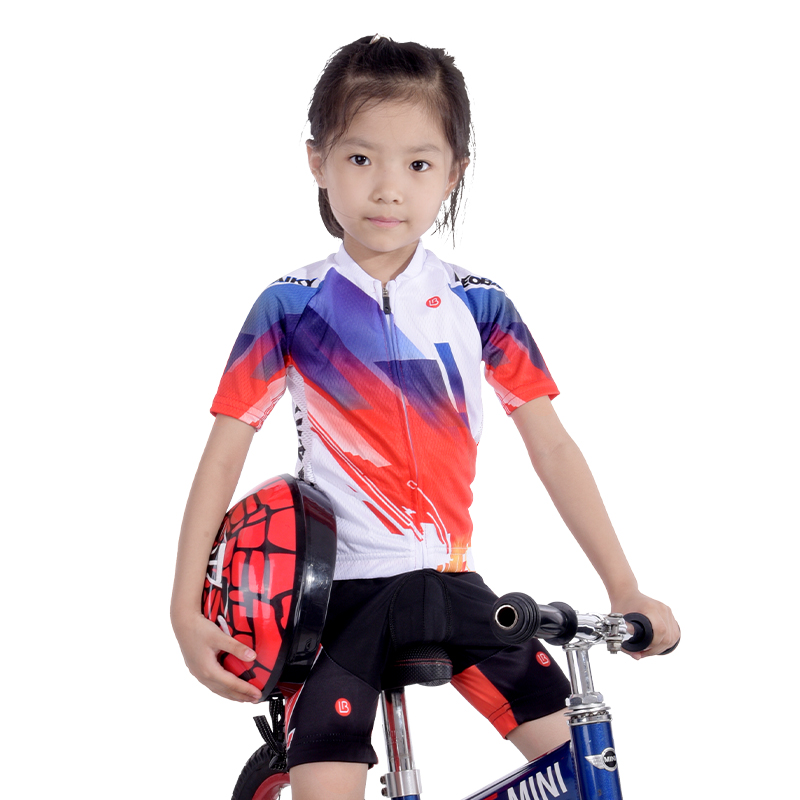 LB children's riding clothes summer girls' bicycle roller skating clothes balance car racing clothes short-sleeved suit short tops