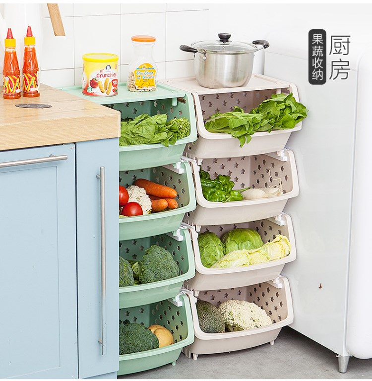 kệ chén trên bồn rửa Kệ bếp sàn nhựa nhiều lớp giỏ đựng đồ chơi cung cấp bộ phận nhỏ lưu trữ trái cây và rau lưu trữ giỏ - Trang chủ rổ vuông nhựa