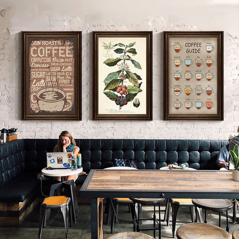 Retro Coffee Hanging Painting, Coffee Guide Poster, Cafe, Beverage Shop, Western Restaurant Decorative Painting, Club Hotel Mural