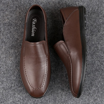 Brown Korean version of mens leather shoes trendy autumn new Inn Wind bean Bean Shoes Mens Flat Bull Leather Mens Shoes 2020