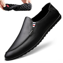 Ofiro Genuine Leather Casual Mens Shoes Personality Fashion Small Leather Shoes Men Black Shoes Soft Bottom Soft Face Leather Bean Bean Shoe Spring