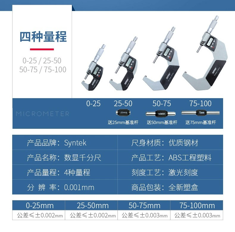 thước cặp panme Hiển thị kỹ thuật số micromet đường kính ngoài Độ chính xác cao micromet thước cặp 0-25 độ dày micromet xoắn ốc thước đo độ dày thành điện tử cấu tạo panme thước panme đo trong