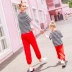 Quần áo trẻ em của mẹ 2019 mùa xuân áo len mới của cô gái nước ngoài trong cậu bé lớn màu hồng báo giả quần áo gia đình 4 người Trang phục dành cho cha mẹ và con