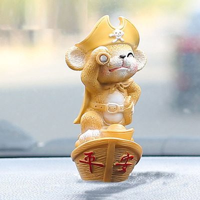 秒杀价！海盗平安发财鼠车载摆件