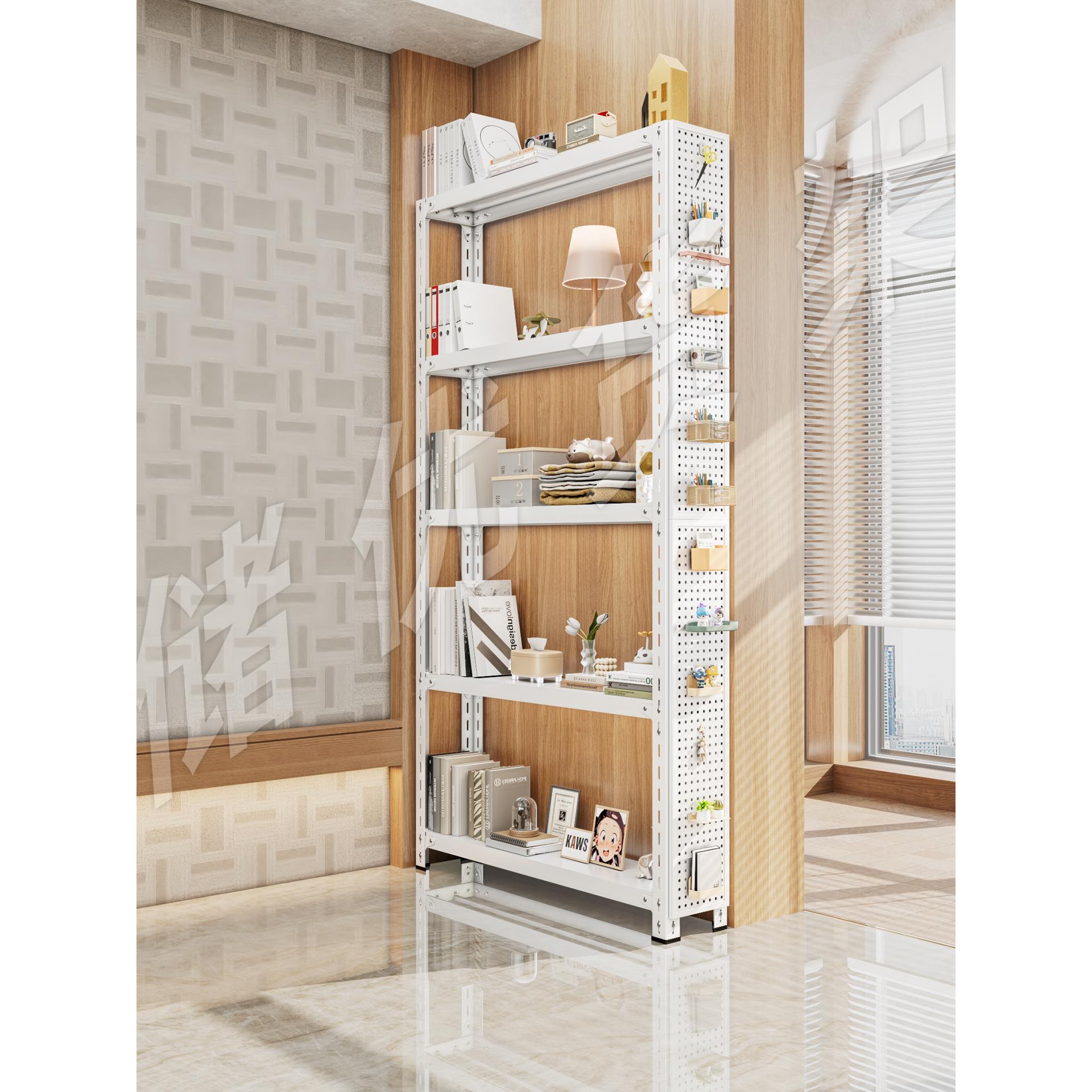Hole plate narrow shelf household shelf storage rack multi-layer floor-to-ceiling balcony integrated wall warehouse iron shelf
