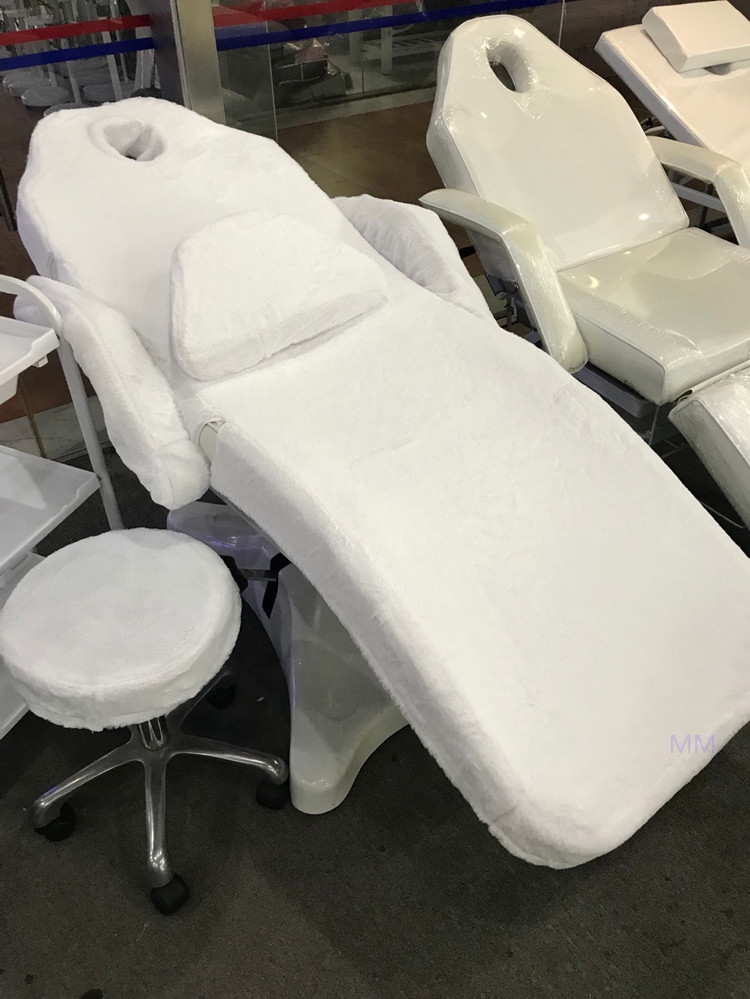 товар из китая 美容床纯白色床罩兔毛面料5件套含扶手套凳子套 OTHER