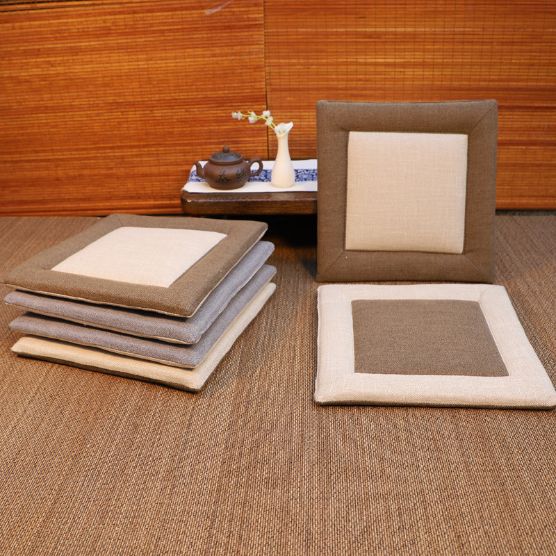 Linen Square Cushion Warm Winter Breathable Office Chair Cushions Matching Cushions Day Style Tatami Floating Window Cushion Brief