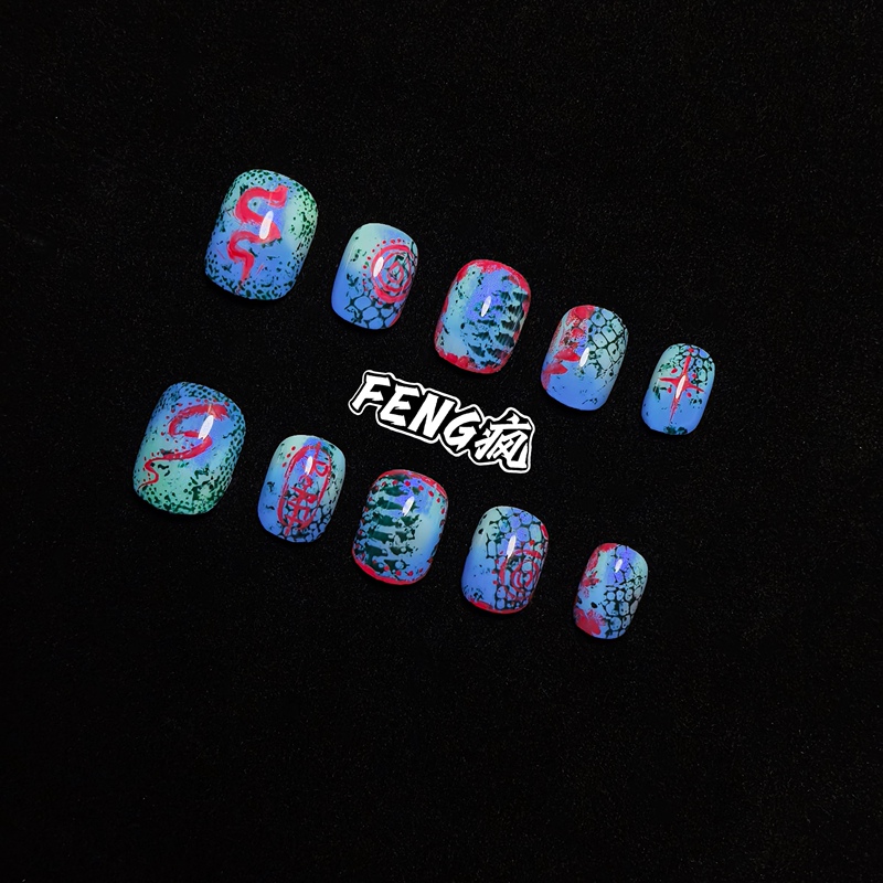 Purely Handmade Wearable Nails [Extreme Light and Shadow Scales] Original Design Short Style High-End Heavy-Duty Hand-Painted Detachable Nail Art