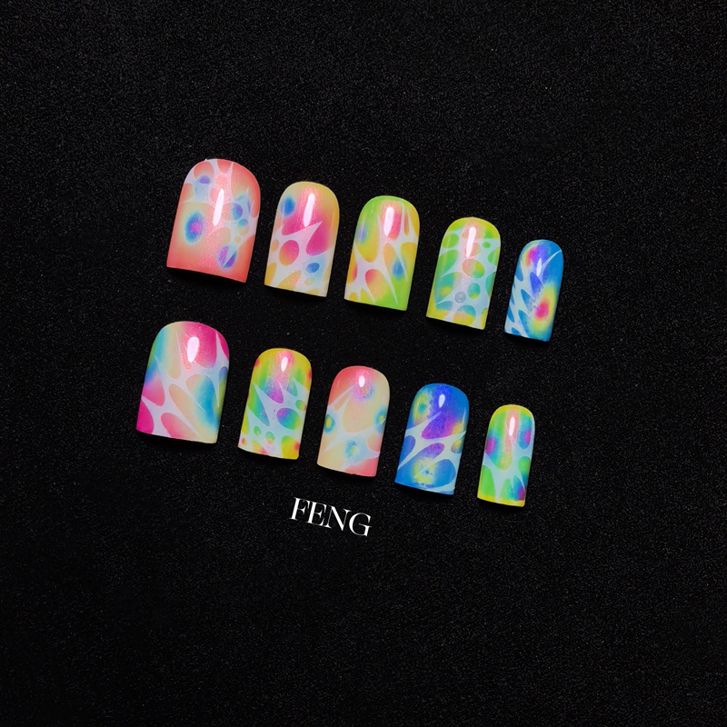 Dopamine Wearable Nails Short Style High-End Hand-Painted Removable Nail Art Original Design《Colorful Fantasy Island》 Dopamine Wearable Nails Short Style High-End Hand-Painted Removable Nail Art Original Design《Colorful Fantasy Island》