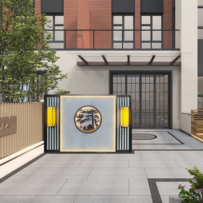 товар из китая 流水影壁墙新中式现代庭院别墅户外不锈钢影壁墙屏风隔断背景墙