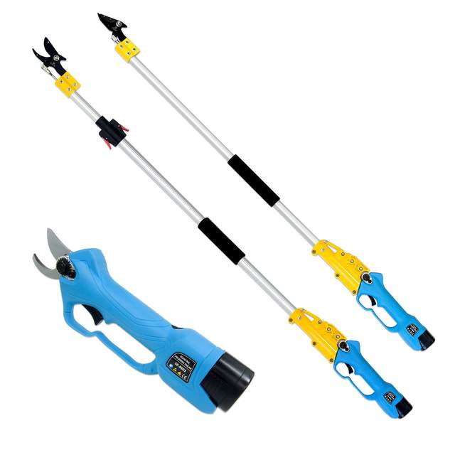 Electric pruning branch shears telescopic lengthening rod thickened aluminum alloy lithium battery pruning shears garden pruning tool