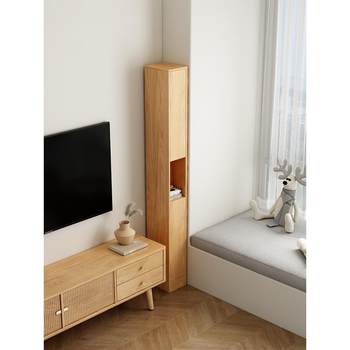 Solid wood bookcase with small clips and small bookcases with ultra-narrow corners and corner storage cabinets modern household storage rack