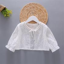 Girls shawl small coat summer sun protection mid-sleeve dress thin cardigan medium and large childrens princess gauze skirt versatile cape