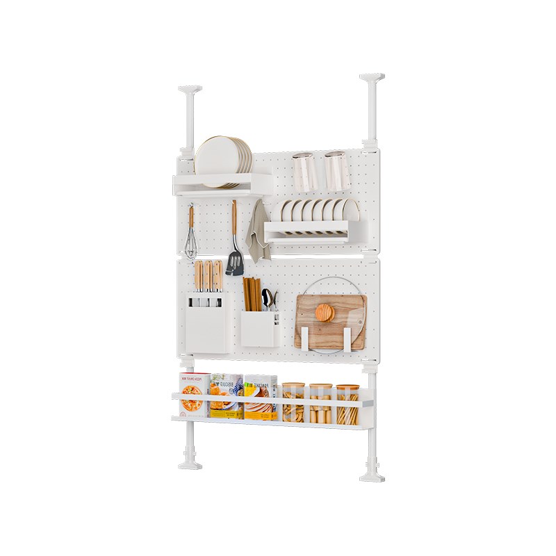 Floor-to-ceiling kitchen shelf hole board multi-functional punch-free cabinet L cabinet under sink window sill dish draining