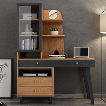 Nordic modern simple student computer desk learning desk bedroom home desk bookcase bookshelf integrated combination