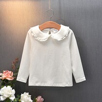 Ballabala girls beating undershirt children cotton spring dress long sleeves turtlenecks girls white dolls collar foreign air thin