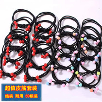Korean version of cute headwear for girls heart-knotted red bean simple ponytail hair band rubber band thick and high-elastic rope