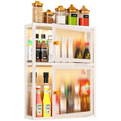 Condiment storage rack under the kitchen wall cabinet without punching holes on the wall wall-mounted storage box multi-layer salt, oil, soy and vinegar storage cabinet