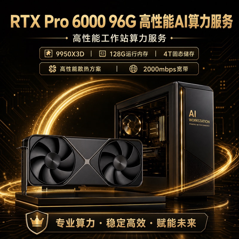 Rtx Pro 6000 96g High-Performance Ai Computing Power Service 9950X3D Workstation for Large Model Inference