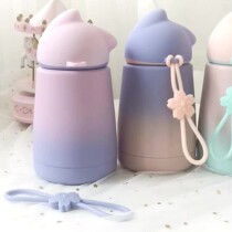 Japanese cat mug cup gradient color insulation cup female student cute kitty mini portable mug