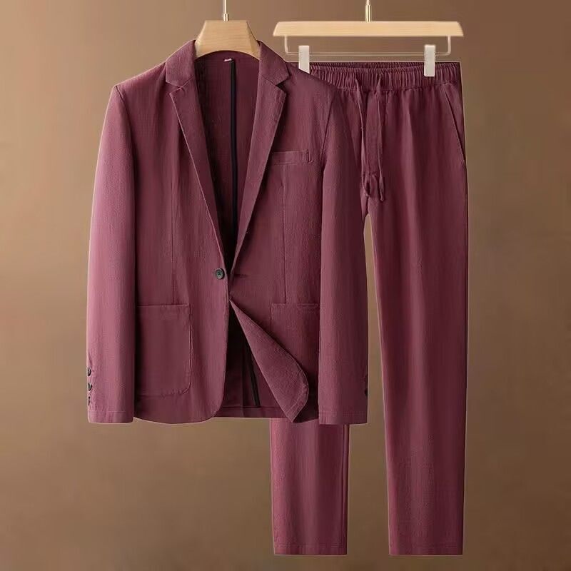 Cotton and Linen Suit Set for Men 2026 New Linen Casual Suit Men's Thin Style Spring and Autumn Style Cool and High-End Summer Style