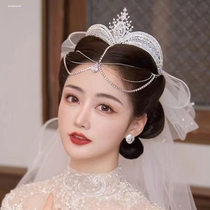 New European and American zircon bridal crown leaves grand luxury wedding headdress rhinestone sweet princess wedding hair accessories
