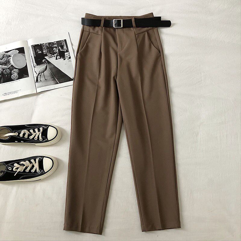 Casual Western Dress Pants Girls Early Spring 2020 New Korean Version Students High Waist Display Slim 100 Lap 90% Harynn Pants Accessories