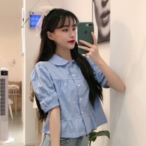 Bubble Clothing 2020 white sweet and short Shirt Small Crowdwoman Short Sleeve Design Doll New Collar Blouse Sensation