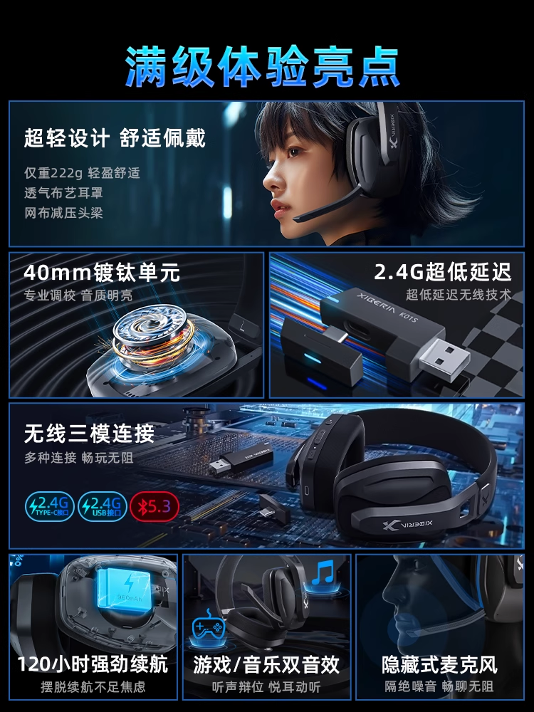 Siberia K01S Wireless Over-Ear Gaming Headset for Desktop Computers with Microphone, Specifically for Playing Pubg and Other Games