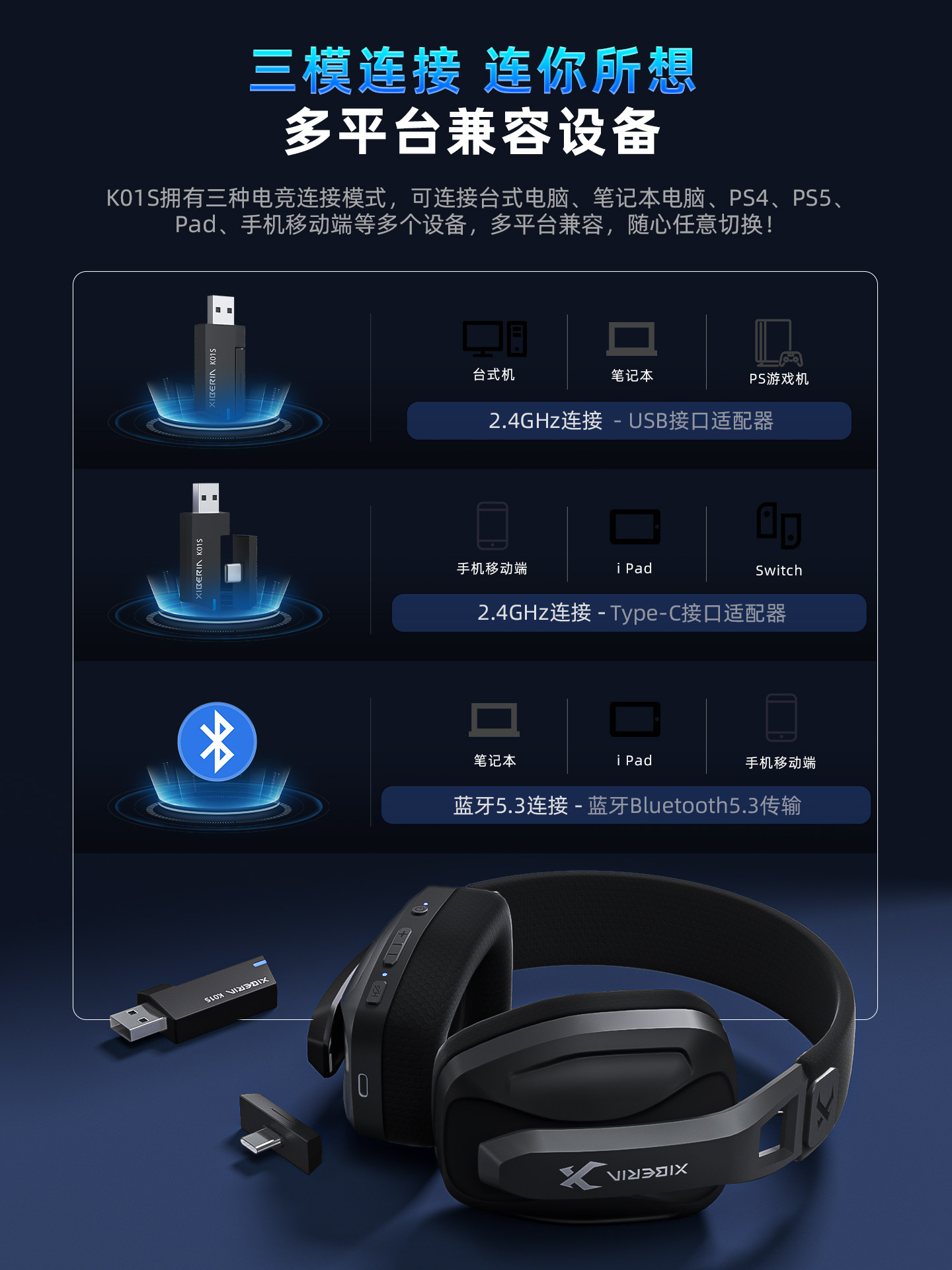 Siberia K01S Wireless Over-Ear Gaming Headset for Desktop Computers with Microphone, Specifically for Playing Pubg and Other Games