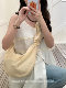 Retro Japanese solid color pleated shoulder strap diagonal dumpling bag simple style fairy nylon armpit shoulder bag trendy