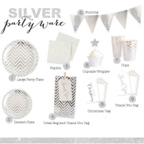 Hot Silver Wave series tableware set disposable tableware set birthday party party high-end cake snack plate