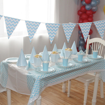 Childrens adult birthday party tableware disposable tableware set Blue Wave party for leisure and entertainment decoration