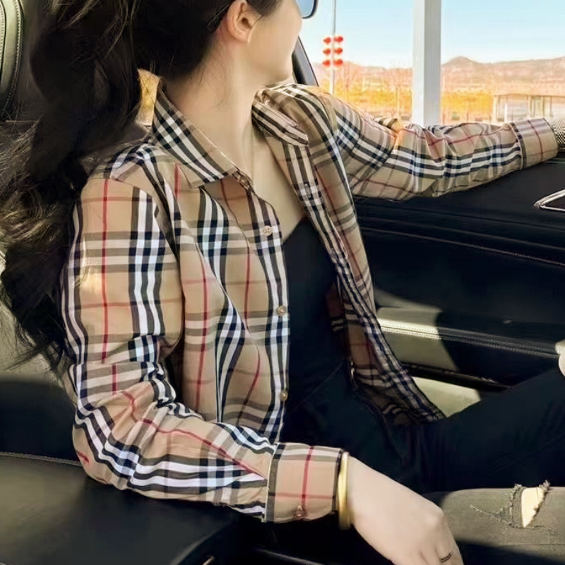 High-Quality Designer Unisex Plaid Shirt, Women's Long-Sleeve Bbr Burberry Classic Checkered Shirt, Women's Top High-Quality Designer Unisex Plaid Shirt, Women's Long-Sleeve Bbr Burberry Classic Checkered Shirt, Women's Top