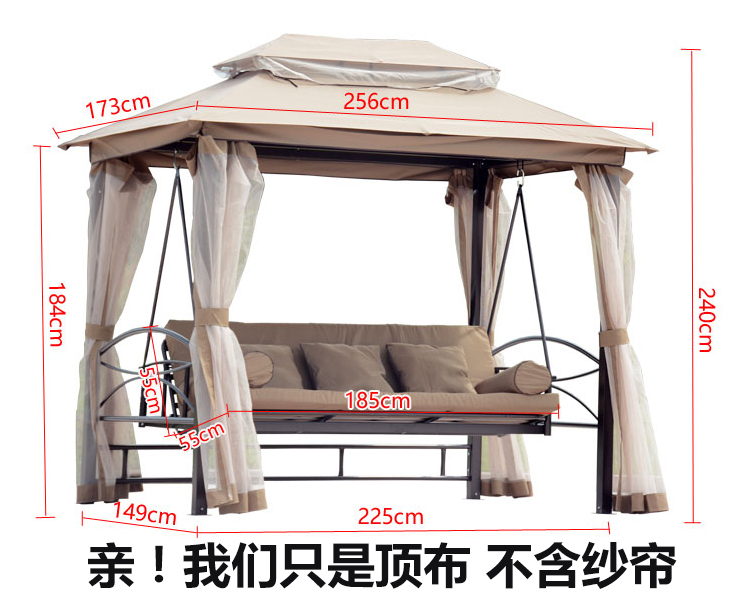 Double Outdoor Garden Swing Waterproof Sunshade Canopy Cloth Swing Four-Person Rocking Chair Cloth Tent Sunshade Waterproof Top Cloth
