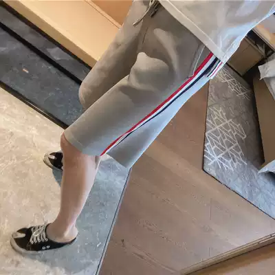 TB 2021tb spring/summer side striped cotton five-point pants casual sports wide leg shorts