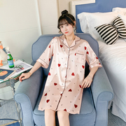 Lụa pajama cô gái váy mùa hè băng mỏng lụa tơ mịn ngày dễ thương sexy cardigan jumpsuit mùa hè.