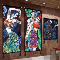 Bed and breakfast fabric decoration Hanging painting Ethnic style decorative characters Hotel inn hanging cloth tapestry Bedroom living room background cloth