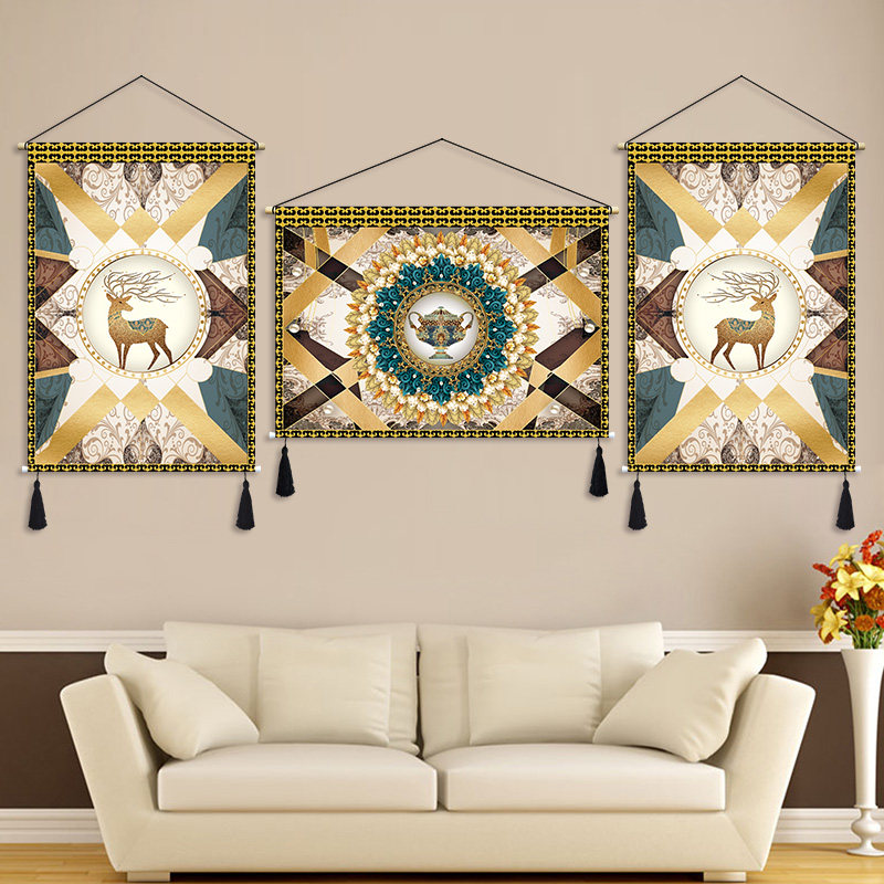 Nordic triple canvas art painting living room sofa background wall decoration bedside painting meter box cover tapestry hanging cloth