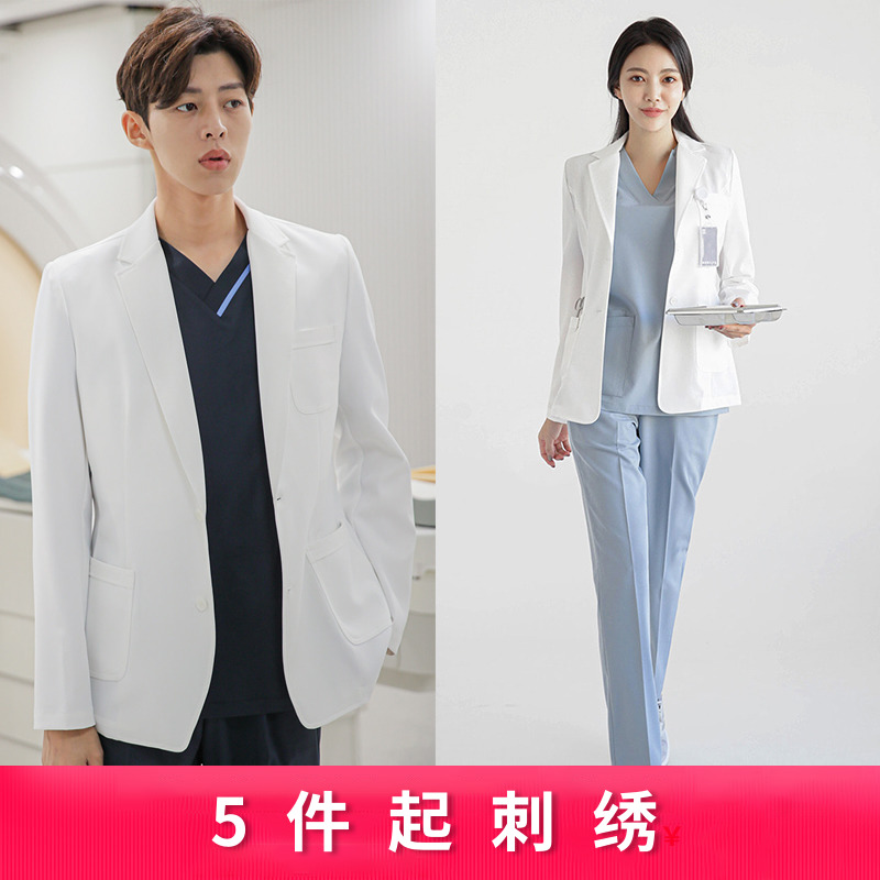 Duozhi white coat long-sleeved female slim-fitting doctor clothes Male beauty salon plastic surgery medical beauty work clothes laboratory high-end women