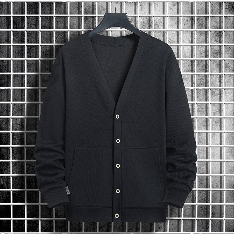 Autumn Plus-Size Knitted Cardigan for Men, Loose Casual Long-Sleeve V-Neck Knitwear, Oversized Sweater Jacket 150kg