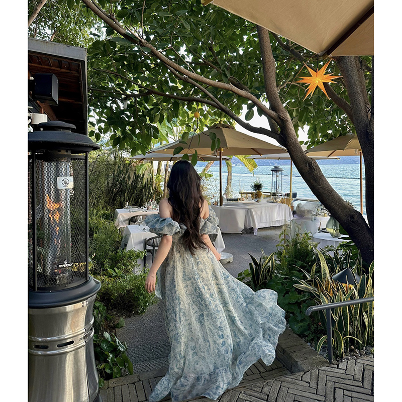 Yunnan Dali Erhai Lake Travel Outfit Women's Clothing Seaside Vacation Stunning Xinjiang Saikou Lake Photo Shoot Dress