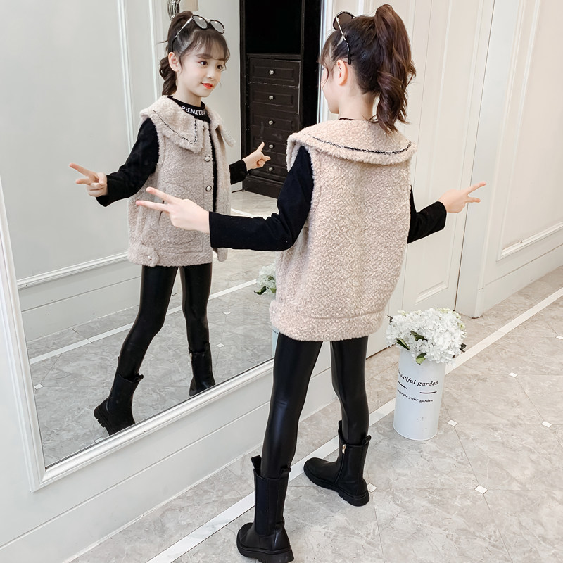 Girls' Machia 2022 Spring autumn season new big children outside wearing spring clothing Children's lamb hair trendy canon jacket