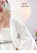 Plain color cotton bath skirt bathrobe beauty salon nightgown skin management pajamas pure cotton body skirt yukata custom logo