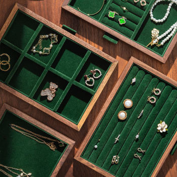 Walnut jewelry display storage tray