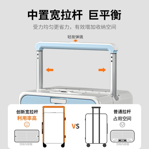 MIYO Чемодан с передним открытием, новинка 2025 года, с боковым открытием, крышка, пароль для посадки, сверхлегкий широкий дорожный кожаный чемодан на колесиках