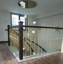 Zhuji Stair Handrail Shaoxing Envelope Aluminum Column Iron Solid Wood Glass Villa Installation Professional Customization